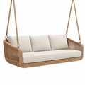 Divano sospeso da giardino 180 x 75 x 65 cm in rattan sintetico beige - dondolo a 3 posti