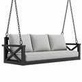 Dondolo sospeso da giardino 190 x 70 x 60 cm in metallo nero e tessuto grigio - 3 posti