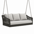 Divano sospeso da giardino 180 x 80 x 75 cm in rattan sintetico grigio con catene in metallo
