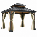 Gazebo da giardino 300 x 300 cm in metallo nero con tende laterali