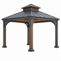 Gazebo da giardino 300 x 300 x 300 cm in metallo nero e marrone con tetto ventilato