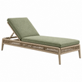 Lettino prendisole 200 x 75 cm in corda intrecciata beige e tessuto verde con schienale reclinabile