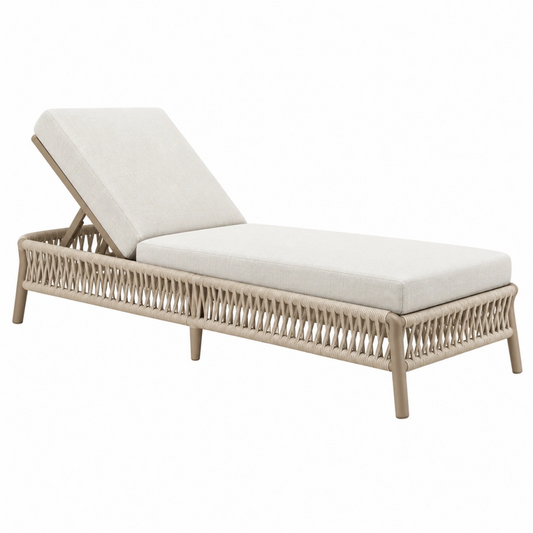 Lettino prendisole 200 x 75 cm in alluminio e corda beige con schienale regolabile