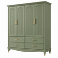 Armadio guardaroba 180 x 60 x 200 cm in legno verde salvia classico con 4 ante e 4 cassetti