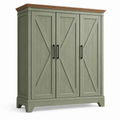 Armadio 150 x 60 x 200 cm in legno verde salvia a 3 ante stile rustico