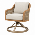 Poltrona girevole 76 x 82 x 90 cm in legno e corda beige stile naturale