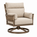 Poltrona girevole 85 x 85 x 95 cm in tessuto beige e metallo con intreccio decorativo