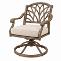 Poltrona da giardino girevole 76 x 74 x 100 cm in metallo marrone con cuscino beige stile classico