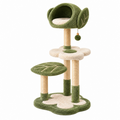 Albero tiragraffi per gatti 60 x 60 x 125 cm in tessuto verde e crema con colonne in sisal e cuccia