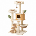 Albero tiragraffi per gatti 60 x 60 x 145 cm in legno sisal e peluche beige - con cuccia piattaforme e amaca