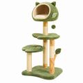 Albero tiragraffi per gatti 50 x 50 x 125 cm in legno sisal e peluche verde con cuccia e piattaforme
