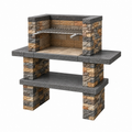 Barbecue da giardino 120 x 60 x 180 cm in pietra grigio marrone con griglia in acciaio