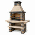 Barbecue da giardino in muratura 120 x 70 x 220 cm pietra beige grigio con griglia regolabile
